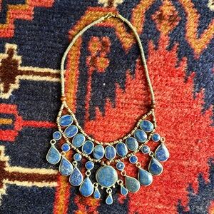Afghan blue boho necklace